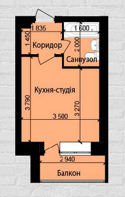 1-комнатная 21.34 м² в ЖК Східна Перлина от застройщика, Винница