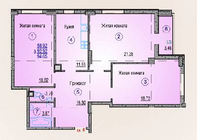 3-кімнатна 92.92 м² в ЖК Одеський від 14 800 грн/м², Харків