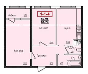 2-кімнатна 64.73 м² в ЖК Двадцять дев`ята перлина від забудовника, Одеса