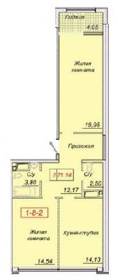 2-комнатная 71.14 м² в ЖК Тридцать пятая жемчужина от застройщика, Одесса