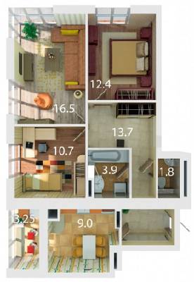 3-комнатная 72.27 м² в ЖК Palermo от 18 900 грн/м², Днепр