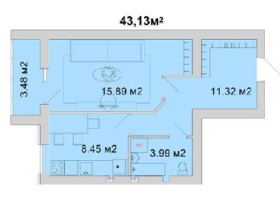 1-комнатная 43.13 м² в ЖМ Радуга от 11 800 грн/м², Винница