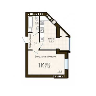 1-комнатная 41.3 м² в ЖК София Резиденс от 20 100 грн/м², с. Софиевская Борщаговка
