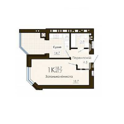 1-комнатная 41.7 м² в ЖК София Резиденс от 20 100 грн/м², с. Софиевская Борщаговка