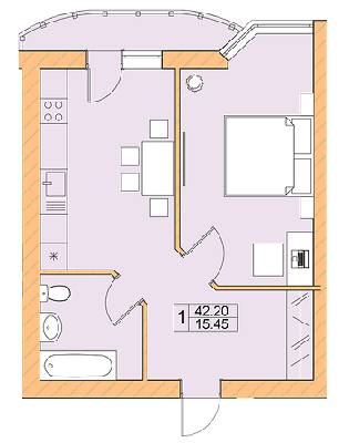 1-кімнатна 42.2 м² в ЖК Ваша квартира від 18 500 грн/м², с. Гатне
