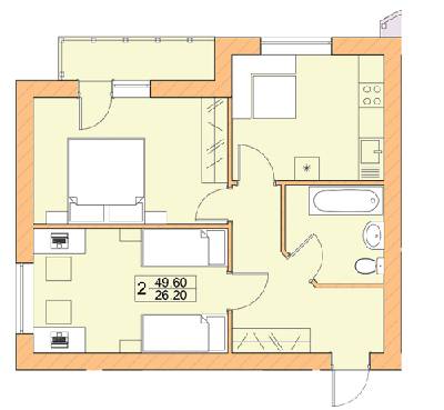 2-комнатная 49.6 м² в ЖК Ваша квартира от 18 500 грн/м², с. Гатное