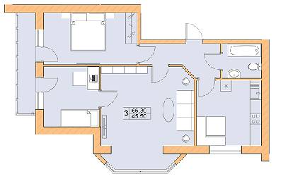 3-кімнатна 66.3 м² в ЖК Ваша квартира від забудовника, с. Гатне