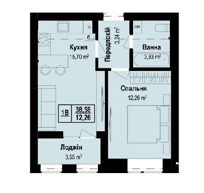 1-комнатная 38.58 м² в ЖК Vlasna от 14 000 грн/м², с. Ходосовка