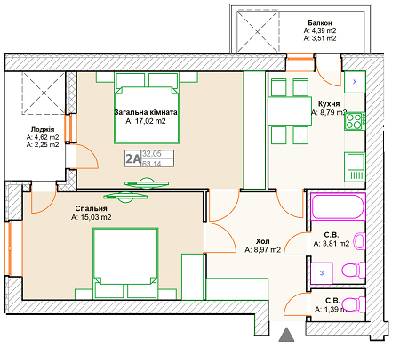 2-комнатная 63.14 м² в ЖК на ул. Довженко (Гайдара) от 13 900 грн/м², г. Ирпень