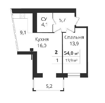 1-комнатная 54 м² в ЖК SokolovSky от 13 100 грн/м², Днепр
