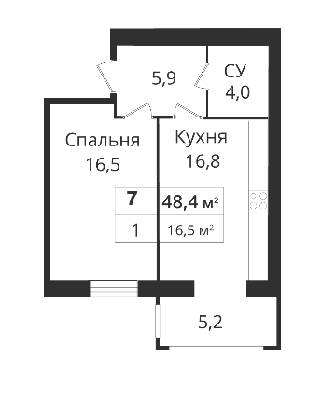 1-комнатная 48.4 м² в ЖК SokolovSky от 15 800 грн/м², Днепр