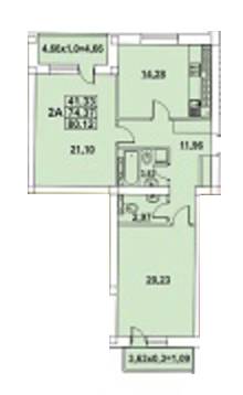 2-комнатная 80.12 м² в ЖК Premium Residence (Зеленый Мыс) от 24 000 грн/м², с. Крыжановка