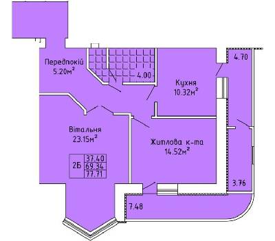 2-комнатная 77.71 м² в ЖК на вул. Жаб`ївська, 56Б от 8 500 грн/м², пгт Верховина