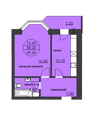 1-кімнатна 39.6 м² в ЖК Нова оселя плюс від 7 560 грн/м², м. Надвірна