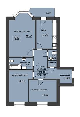3-кімнатна 86.6 м² в ЖК Нова оселя плюс від 8 370 грн/м², м. Надвірна