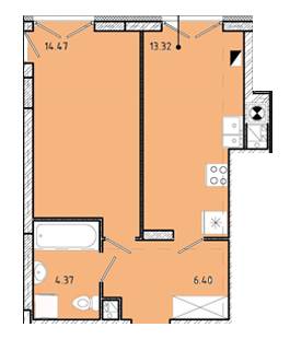 1-комнатная 38 м² в ЖК Shuttle от 14 400 грн/м², г. Дубляны