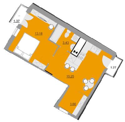 1-комнатная 38.1 м² в ЖК Shuttle от 14 400 грн/м², г. Дубляны