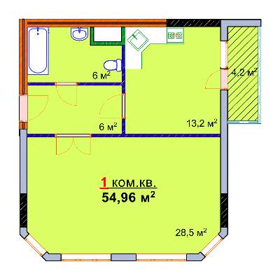 1-кімнатна 54.96 м² в ЖК Моноліт від 16 000 грн/м², Запоріжжя