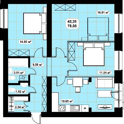 3-комнатная 78.05 м² в ЖК Баск&Вилль от 10 320 грн/м², г. Ирпень