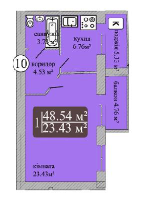 1-кімнатна 48.54 м² в ЖК Мрія Чернігів від 10 000 грн/м², Чернігів
