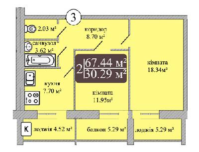 2-кімнатна 67.44 м² в ЖК Мрія Чернігів від 9 500 грн/м², Чернігів