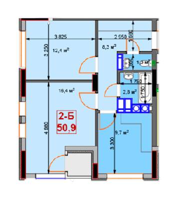 2-кімнатна 50.9 м² в ЖК Sky-2 від 9 300 грн/м², м. Ірпінь