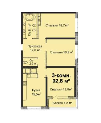 3-комнатная 92.6 м² в ЖК Скай Сити от 21 550 грн/м², Одесса