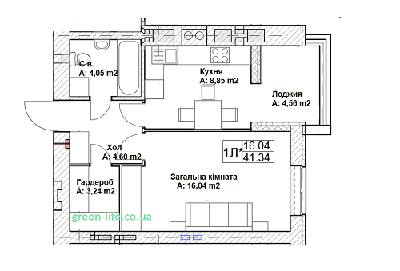 1-комнатная 41.34 м² в ЖК Green Life-3 от 12 500 грн/м², г. Ирпень