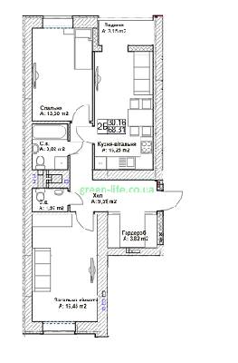 2-комнатная 68.31 м² в ЖК Green Life-3 от 14 350 грн/м², г. Ирпень