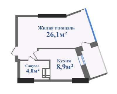 1-комнатная 39 м² в ЖК Новокодакские Башни от застройщика, Днепр