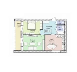 2-комнатная 65.83 м² в ЖК Гостомель Residence от 23 000 грн/м², пгт Гостомель