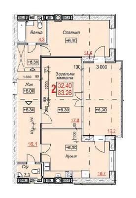 2-комнатная 83.26 м² в ЖК Найкращий квартал от 11 500 грн/м², г. Ирпень