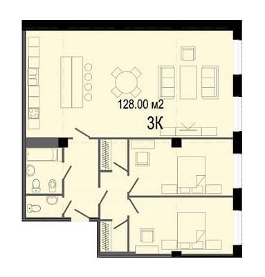 3-комнатная 128 м² в ЖК Дельмар Люкс от 24 050 грн/м², Днепр