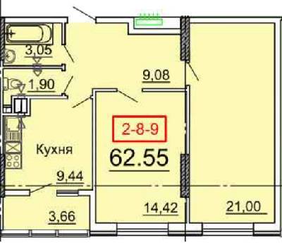 2-комнатная 62.55 м² в ЖК Тридцать первая жемчужина от застройщика, Одесса