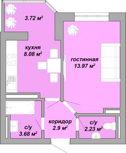 1-комнатная 34.58 м² в ЖК Акварель от застройщика, Одесса