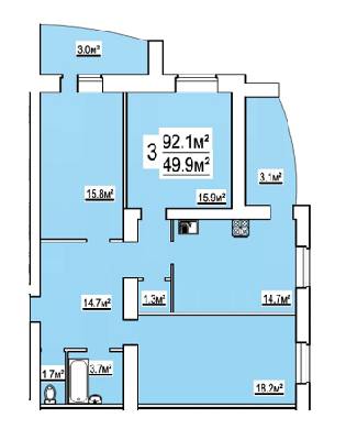 3-комнатная 32.1 м² в ЖК на ул. Бориса Луговского, 10 от 10 900 грн/м², Чернигов