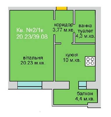 1-кімнатна 39.08 м² в ЖБ Липинський від 14 000 грн/м², с. Липини