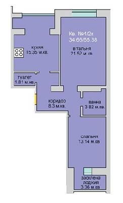2-кімнатна 65.38 м² в ЖБ Липинський від забудовника, с. Липини