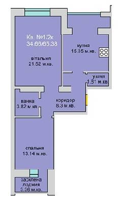 2-кімнатна 65.38 м² в ЖБ Липинський від забудовника, с. Липини