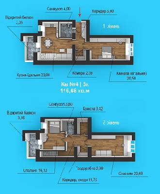 Дворівнева 116.68 м² в ЖБ Липинський від 12 000 грн/м², с. Липини