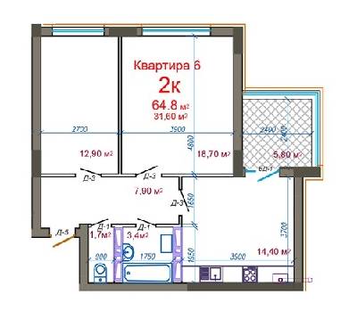 2-комнатная 64.8 м² в ЖК Княжий от 16 500 грн/м², Житомир