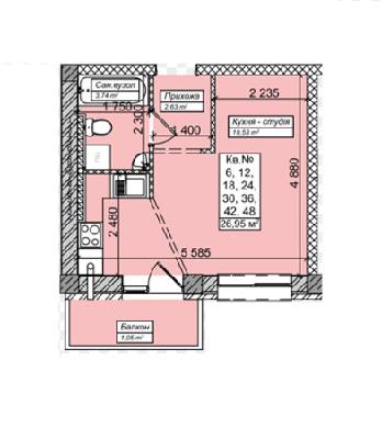 1-комнатная 26.95 м² в ЖК Аvila DeLuxe от 12 600 грн/м², Ужгород