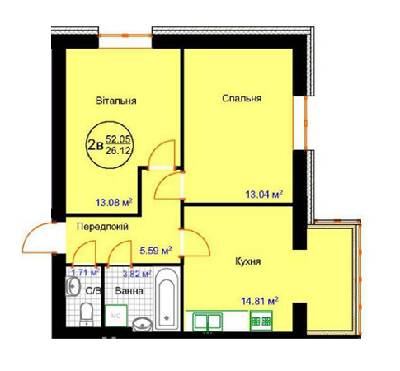 2-кімнатна 52.05 м² в ЖК Затишна Фазенда від 8 390 грн/м², смт Стрижавка