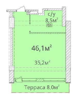 1-комнатная 46.1 м² в ЖК Орион от 19 690 грн/м², Одесса