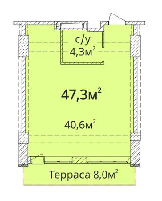 1-кімнатна 47.3 м² в ЖК Оріон від 19 690 грн/м², Одеса