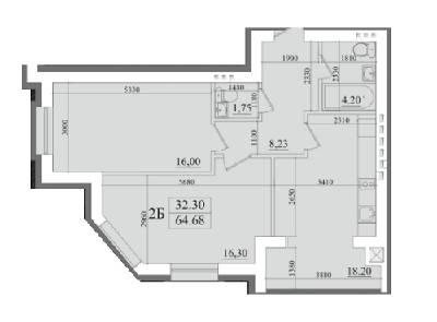 2-кімнатна 64.68 м² в КБ Brick House від 21 150 грн/м², с. Софіївська Борщагівка