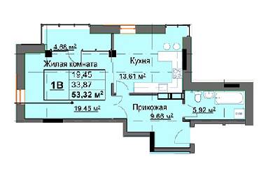 1-кімнатна 53.32 м² в ЖК Кристал від забудовника, Харків
