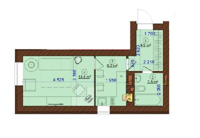 1-комнатная 29.3 м² в ЖК Барвиха от 16 000 грн/м², г. Ирпень