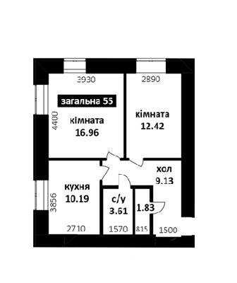 2-кімнатна 55 м² в ЖК Капітал 2 від 12 000 грн/м², м. Ірпінь