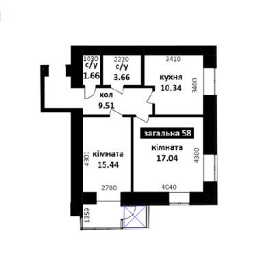 2-комнатная 58 м² в ЖК Капитал 2 от 15 500 грн/м², г. Ирпень